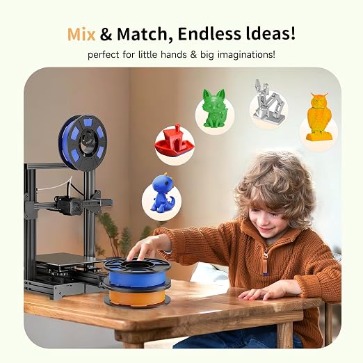 CREALITY PETG Filament Bundle, 8 Colors Total 2kg, 1.75mm 3D Printer PETG Filament, Individually Vacuum-Sealed, Fit for Most FDM 3D Printers, Black+White+Grey+Tansparent+Red+Blue+Green+Orange