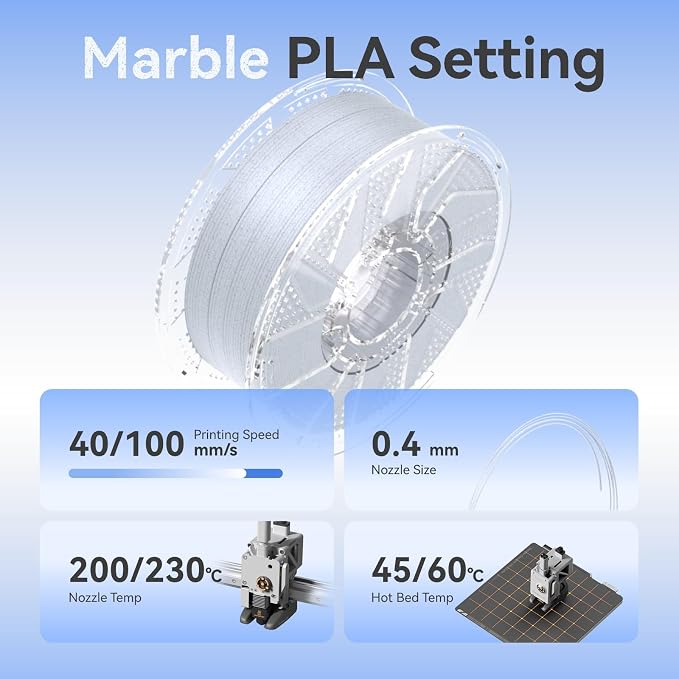 Chitu Systems Conjure Marble PLA Filament 1.75mm, Using Reusable Spool Compatible with Bambu Lab Refill Filament, 3D Printer Filament Dimensional Accuracy +/- 0.02mm, 1KG/2.2lb