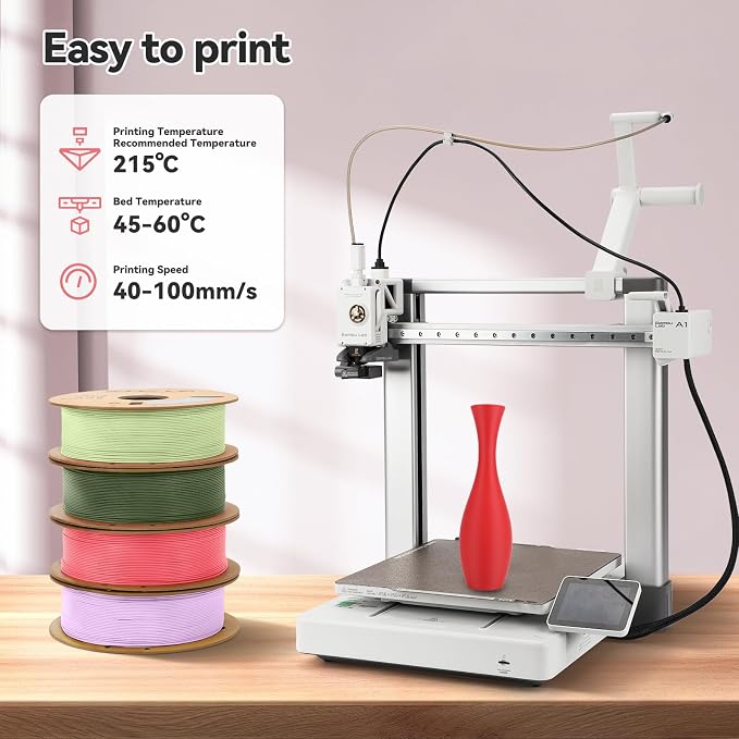 3DHoJor Matte PLA Filament 1.75mm, Upgrade 1kg Cardboard Spool PLA Filament 1.75 PLA 3D Printing Filament, Print with Most 3D Printers 3D Filament-Fire Engine red