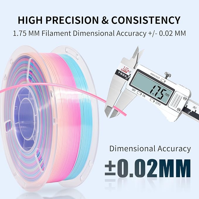 RAMBERY Rainbow Silk PLA 3D Printer Filament Shiny Fast Color Change PLA Filament Neatly Wound 3D Printing Filament, 1.75mm 1kg(2.2lb)
