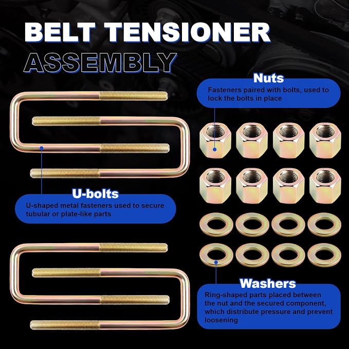 4-Piece Heavy Duty Rust-Resistant Square U-Bolts | 8.75" Length for 2.5" Wide Leaf Springs | Compatible with 1988-2019 Chevy Silverado 1500 & GMC Sierra 1500 | Complete Hardware Included