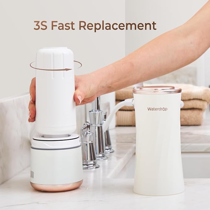 Waterdrop BFCF1 Replacement Water Filter for Waterdrop BFC1 Bathroom Sink Filter for Skin, Reduces Chlorine, Impurities Larger Than 0.01 Micron from Tap Water, 3 Pack