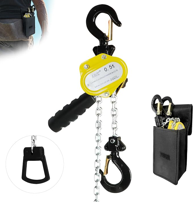 1100LBS Manual Lever Chain Hoist Mini Puller 1/2 Ton Capacity | Portable Chain Come Along 10 Feet Lift G80 Chain Ratchet Lever Hoist with Hook