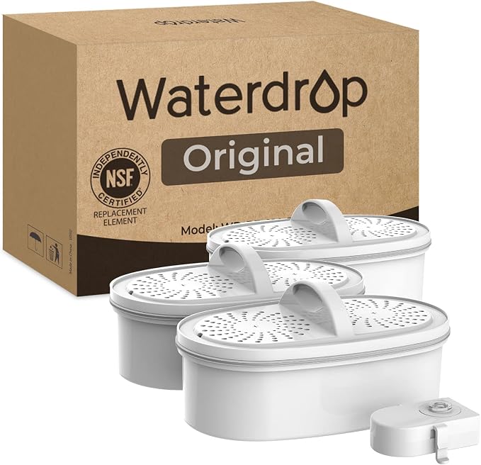 [Original] Waterdrop PF-01A Water Filter Replacement Filters and Indicator for Waterdrop Pitcher Filtration System, Reduces Lead, PFAS, PFOA/PFOS, Chlorine, 3 Pack