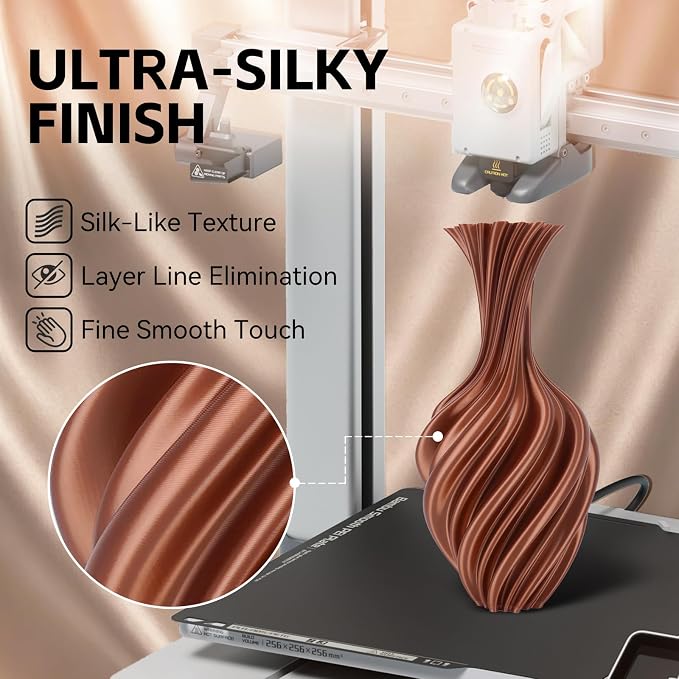 Kingroon Silk Copper PLA 3D Printer Filament 1.75mm, Dimensional Accuracy +/- 0.03 mm, 1 kg Spool(2.2lbs) PLA Shiny Filament-(Copper)