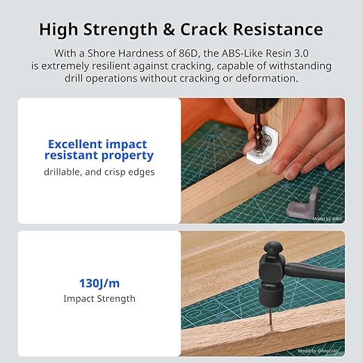 ANYCUBIC ABS-Like Resin 3.0, 3D Printer Resin with Enhanced Strength and Toughness, High Precision and Minimal Shrinkage, Wide Compatibility for All LCD Resin 3D Printers (Clear, 4kg)