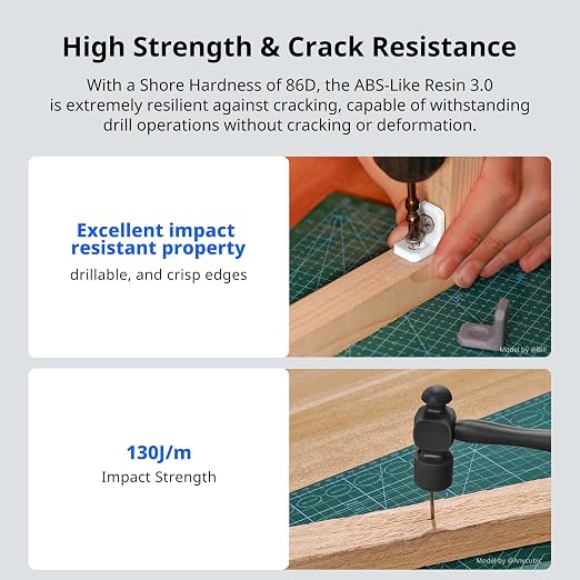 ANYCUBIC ABS-Like Resin 3.0, 3D Printer Resin with Enhanced Strength and Toughness, High Precision and Minimal Shrinkage, Wide Compatibility for All LCD Resin 3D Printers (Black, 4kg)