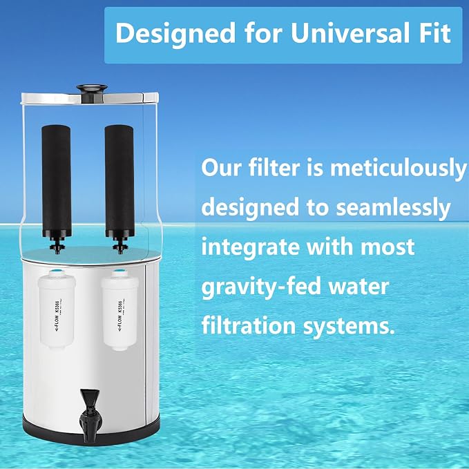 Gravity Water Filter Replacement for Black Filters & K5366 Fluoride Filters | Compatible with Travel,Big,Royal Gravity Water Filter Filtration System,Removes Chlorine,Fluoride Elements,Pack of 4