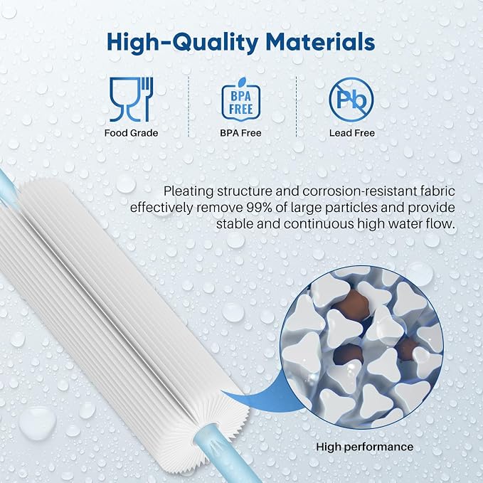 PUREPLUS 30 Micron 20" x 4.5" Whole House Pleated Sediment Filter for Well Water, Replacement Cartridge for ECP20-20BB, AP810-2, SPC-45-2020, R30-20BB, HDC3001, ECP5-20BB, 2Pack