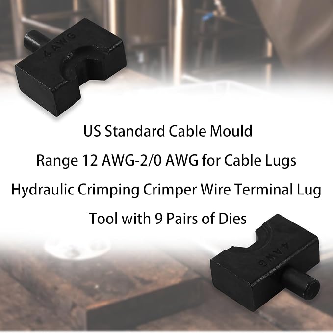 AMZCNC 10 Tons Hydraulic Wire Battery Cable Lug Terminal Crimper Crimping Tool With 9 Pairs of Dies,1/8” Wire Rope Crimping Tool