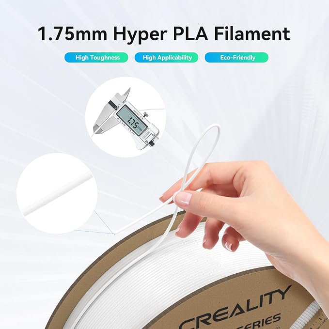 Creality Hyper PLA Filament 1.75mm, 30-600mm/s High Speed 3D Printer Filament, Dimensional Accuracy +/-0.02mm, Fit Most FDM 3D Printers, 4 Pack 1kg Spool(2.2lbs), White