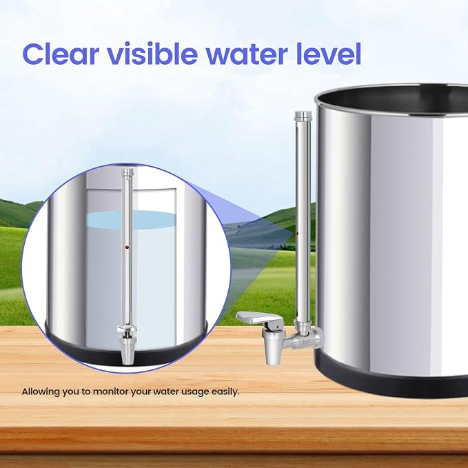 10 Inch Sight Glass Spigot, Clear View Water Level with Red Floating Ball, Durable Metal Material, Fits Universal Gravity Filter Systems