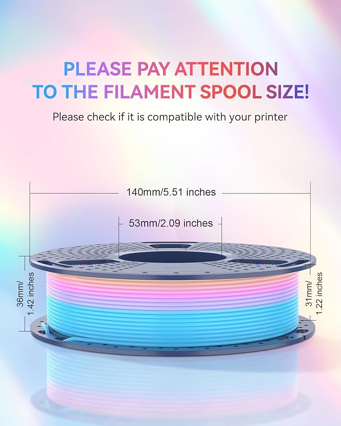 SUNLU Rainbow Silk Filament Bundle, Multicolor Gradient 3D Filament, Shiny Silk 3D Printer Filament 1.75mm ±0.02mm, Individually Vacuum Packed, 0.25kg per Spool, 1kg in Total, 4 Pack. (Rainbow 02-05)