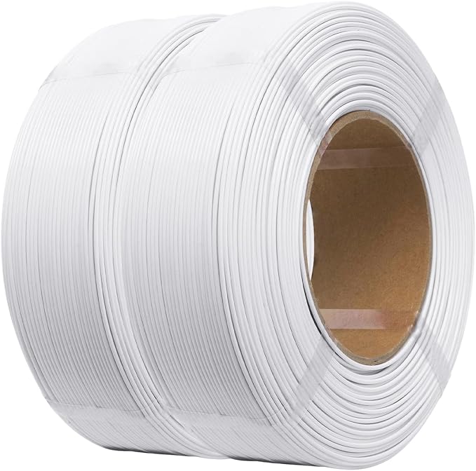 eSUN PLA+ Refilament 1.75mm, 3D Printer Refill PLA Plus, 1KG per Roll, 2 Rolls Spoolless 3D Printing Filament for 3D Printers,Cold White