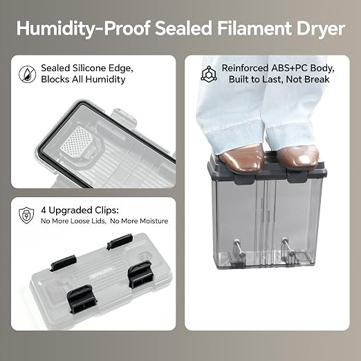 Filament Dryer, 360° Heating Filament Dry Box with Accurate Humidity Monitor, Dust Moisture Proof & Smooth Wire Feeding, Active Heating Dehumidification Touch Screen, Compatible with PLA PETG ABS TPU