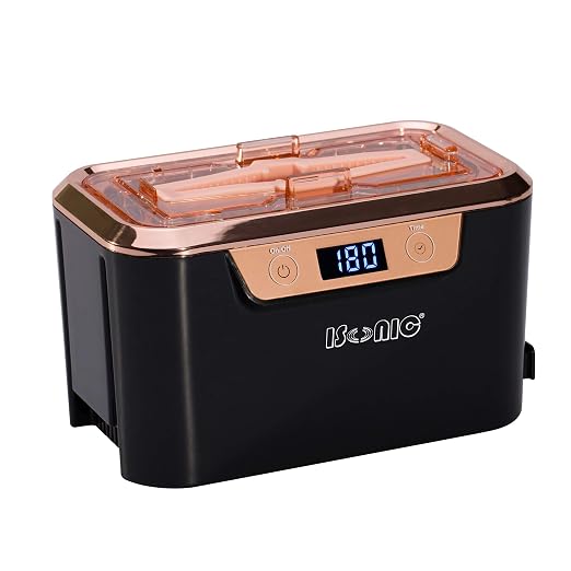 iSonic DS310C Miniaturized Commercial Ultrasonic Cleaner With Makeup Brush Holder For Cosmetic Tools, Air Brushes, Jewelry, Eyeglasses, 110V 55W