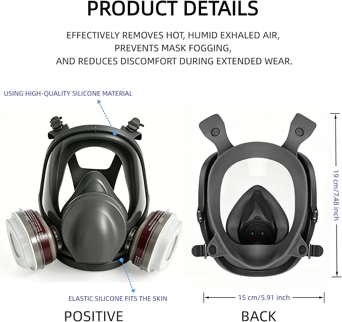Full Face Respirator Mask With Filters,Gas Mask & Reusable Paint Mask For Spraying,Painting,Welding, Sanding, Woodworking,Construction,Polishing,DIY and Other Work