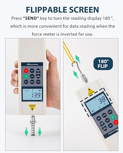 500N Digital Force Gauge Push Pull Meter with USB Output | Tension Compression Destructive Testing Auto Backlit LCD Auto Power Off High Precision Load Cell for Lab Industrial QC