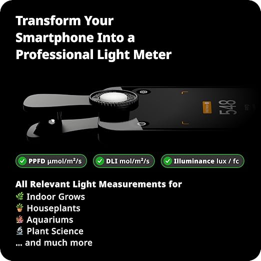 Lightray Mobile Light- and PAR Meter | Smartphone-Based PPFD, DLI, Illuminance Meter with Photone App