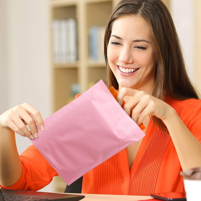 Metronic Poly Mailers 6x9 - 200 Pack, Strong Adhesive Envelopes for Clothing, Waterproof Poly Bags for Shipping, Light Pink