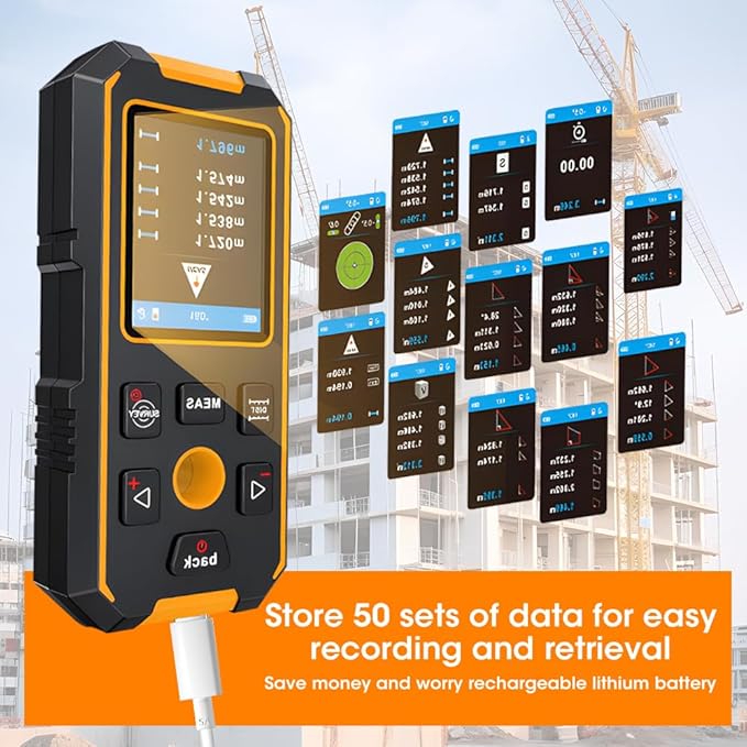 Stud Finder Wall Scanner, 5-in-1 Wall Detector with Laser Measure, Stud Locator with Smart Sensor, LCD Display and Voice, ±0.1° Digital Level, Digital Laser Distance Meter 40M/130ft