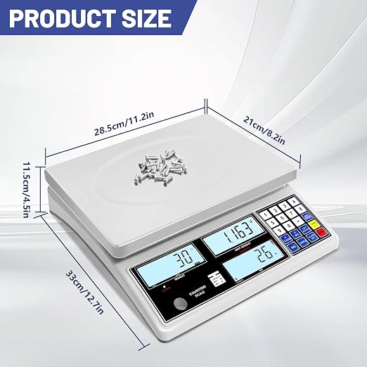 Industrial Counting Scale for Small Part (30kg, 66lb,1g), g/kg/lb,Coin Scale Built-in Battery,Digital Inventory Scale with Alarm Mode, RS-232 Interface for Printer Connectivity