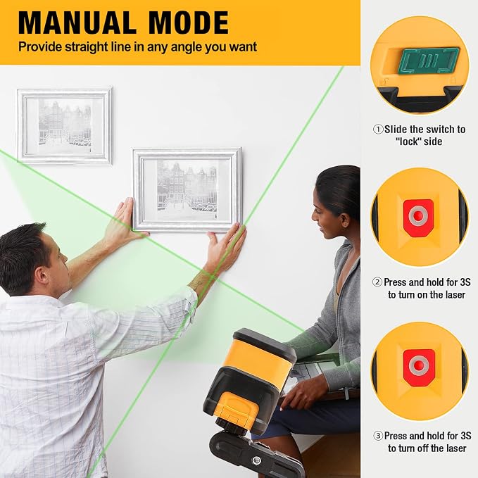 PREXISO 100Ft Rechargeable Dual Modules Laser Level & 65Ft Laser Level Self-Leveling with Rotatable Mount Clamp