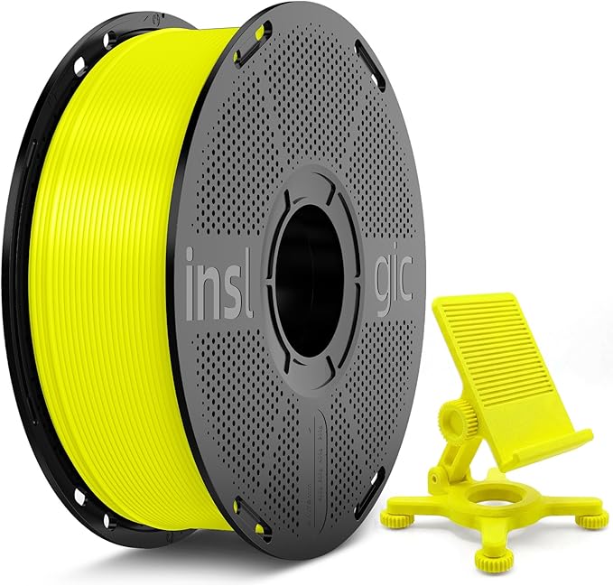 Inslogic PETG Pro Filament, High Speed PETG 3D Printer Filament 1.75mm ±0.02mm, Reusable 3D Printing Filament Spool, Compatible with SUNLU, Bambu Lab Filament Refill, 1KG (Yellow)