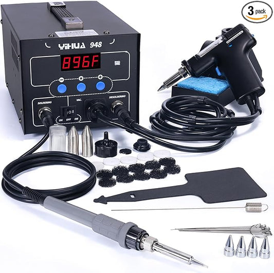 YIHUA 948 Upgraded 2 in 1 ESD Safe 80W Desoldering Station and 60W Soldering Iron- Desoldering Gun and Soldering Station °F /°C
