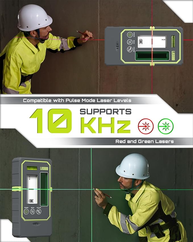 LasGoo Laser Level 3x360° Self Leveling, 3D Green Cross Line Laser for Construction and Picture Hanging,LasGoo LG-REC03 Laser Detector for Laser Level