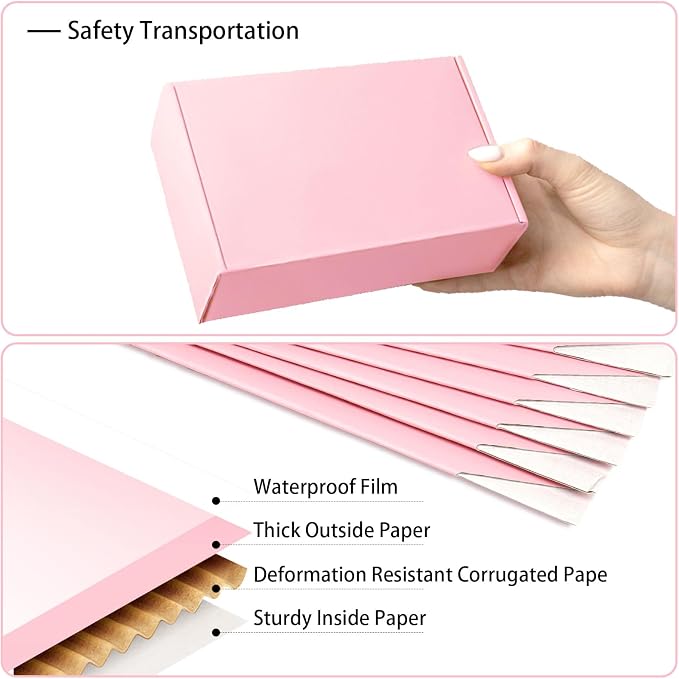 7x5x2 Pink Shipping Boxes Small, 45 Pack Corrugated Cardboard Mailer Boxes for Packaging Small Business Mailing Gift