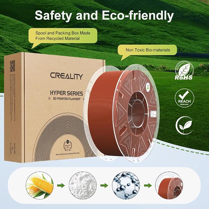 Creality Hyper PLA Filament 1.75mm Brown 1KG, RFID 3D Printer Filament for High Speed 30-600mm/s, PLA Filament Support CFS, Fits for K2 Plus Combo and Most 3D Printers 1kg(2.2lbs)/Spool