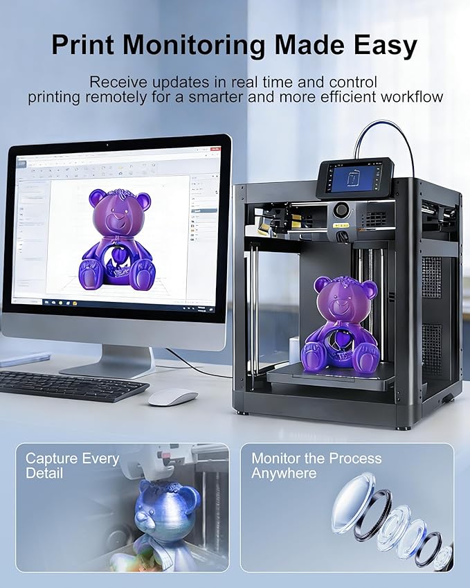 Camera Kit for FLASHFORGE AD5X Adventurer 5M/5M Pro 3D Printers, Real-Time Remote Monitoring Time-Lapse Recording Compatible with Flash Maker App, 3D Printer Accessory for Adventure AD 5X/AD5M/5M PRO