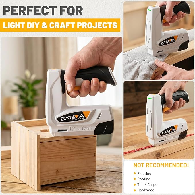 BATAVIA Electric Staple Gun, 2 in 1 Cordless T50 Stapler & Brad Nailer Kit with Remover and 2000PCS Staples Nails, 2000mAh Battery Powered, 4V Electric Stapler for Upholstery, Wood, DIY Home Projects