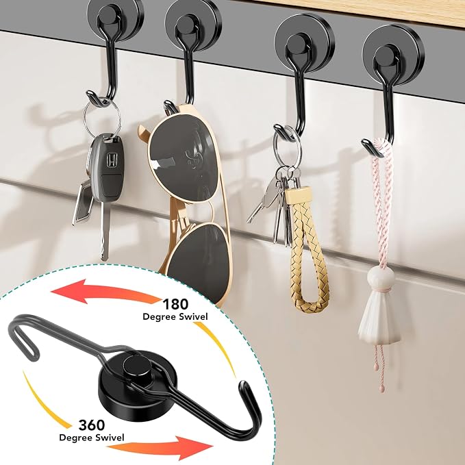 DIYMAG Magnetic Hooks,120LBS Heavy Duty 16 Pack 2026 Cruise Ship Essentials | Strong Magnets hook for Hanging Refrigerator Home Kitchen Office Grills Classroom