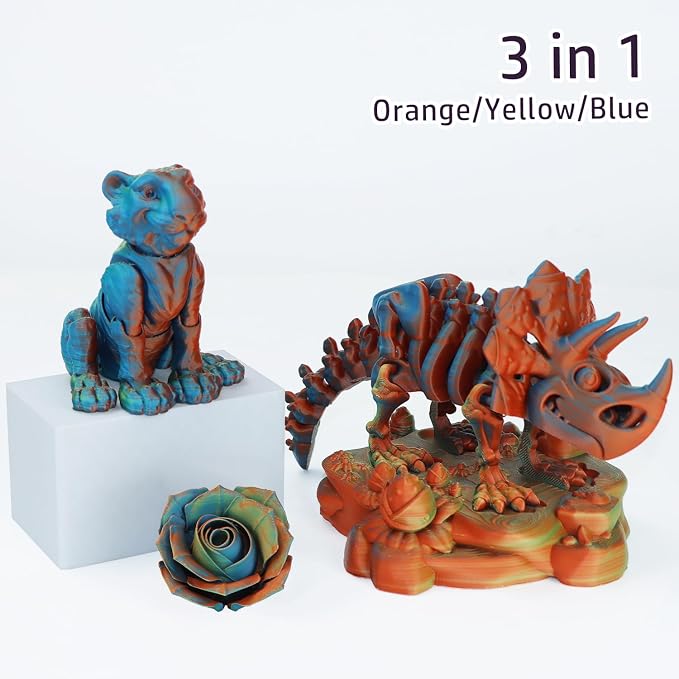 LOVOON Matte Tricolors PLA 3D Printer Filament Multi-Color Changing by Angle Rainbow PLA 3D Printing Filament Fit Most 3D Printers/3D Pens,Matte Orange/Blue/Yellow,1KG(2.2lbs)/Spool