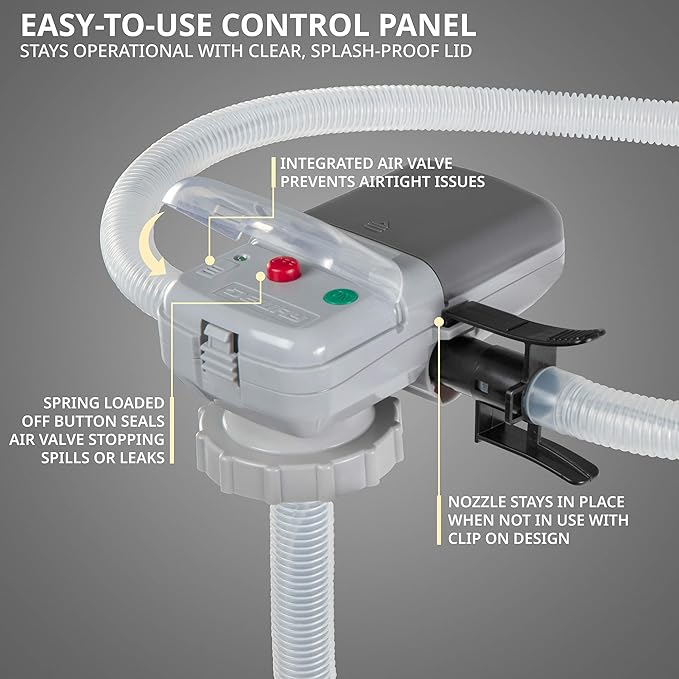 Deway Automatic Fuel Transfer Pump with Auto-Stop & Beeps When Tank Is Full, AA Battery Powered, Advanced Adapter Fits All Size Cans, Extra Long Hose, Portable Liquid Pump for Gasoline, Diesel & More