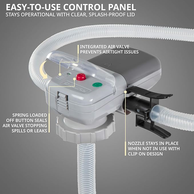 Deway Automatic Fuel Transfer Pump w/Auto-Stop, 2.2 GPM Flow Rate & AA Battery Powered, Advanced Adapter Fits All Size Cans, Extra Long Hose, Portable Liquid Pump for Gasoline, Diesel Fuel & More