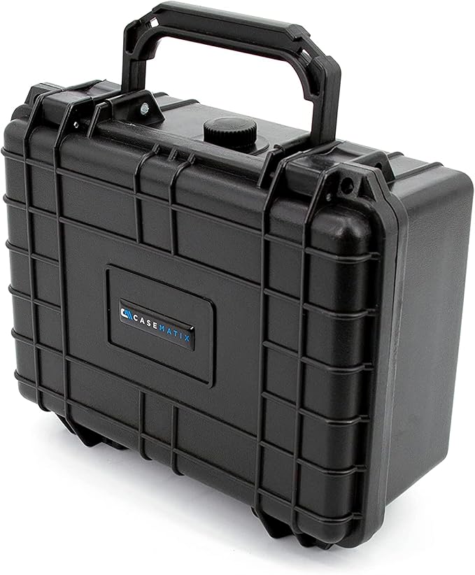 CASEMATIX 9" Waterproof Hard Case with Customizable Foam for Portable Electronics, Tools and Accessories - Hard Shell Plastic Case with Pre-Diced Travel Case Foam Interior