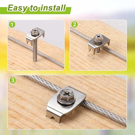 Fence Staples, Insaga 304 Stainless Steel Fence Nails for Softwood, Reusable Wire Fence Staples Screws for Mesh and Woven Fencing, 100pcs Fence Fasteners with Wire Fixer Hold Wire Firmly
