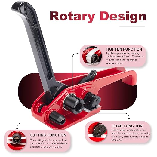 Heavy Duty Packaging Banding Strapping Kit - Upgraded Strapping Tensioner Tool Set with 3/4" x 330' Polypropylene Composite Banding Coil,100 Metal Buckles，2500 lbs Break Strength