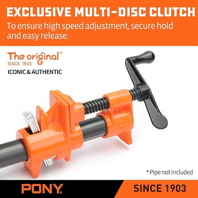 PONY ORIGINAL 2-Pack 50 Wood Gluing Pipe Clamp Fixture for 3/4 Inch Black Pipe