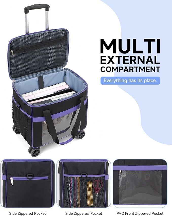 Amythe 5-Wheel Rolling Tote Bag for 15.6 in Laptop | Rolling tote for teachers, nurses & crafters; Spacious compartment fits 15.6 inch laptop; Smooth 5-wheel rolling design