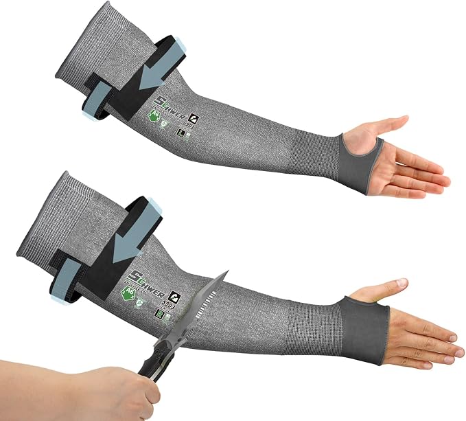 Schwer AIR-SKIN ANSI A6 Cut Resistant Arm Sleeves for Men & Women S903, 22in Arm Protectors for High Risk Work, UPF50+ UV Protection Cooling Gardening Sleeves for Farming, Lightweight, Breath