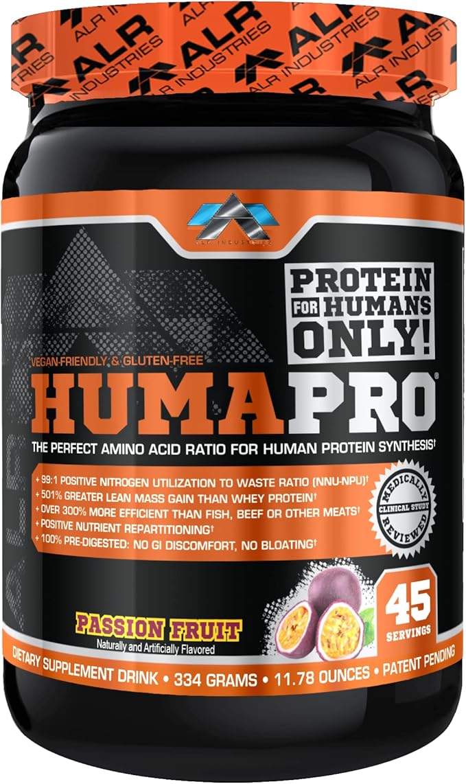 ALR Industries HumaPro Essential Amino Acid Formula | EAA Protein Supplement | Supports Muscle Recovery & Performance | Vegan, Gluten Free | | 45 Servings (Passion Fruit)