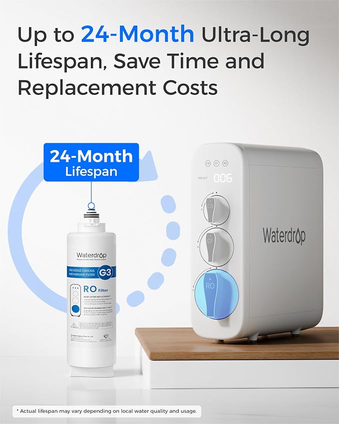 Waterdrop G3-N2RO Filter, Replacement for Waterdrop G3-W 400 GPD Reverse Osmosis System, Reduce PFAS, 2-year Lifetime