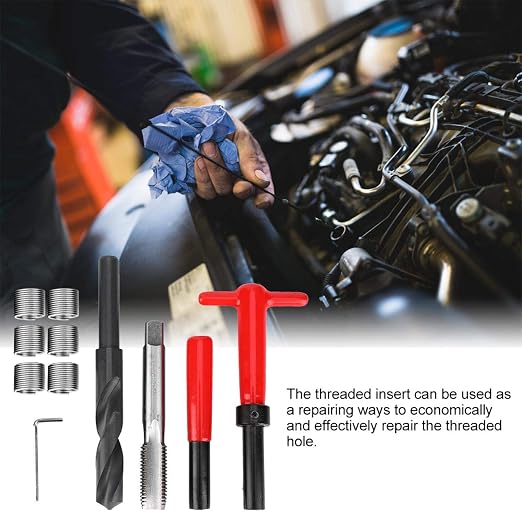 Jeanoko 11Pcs M16x2 Thread Repair Kit Stainless Steel Twisted Drill Tap Wrench Threaded Insert Tool for High Voltage Switchgear