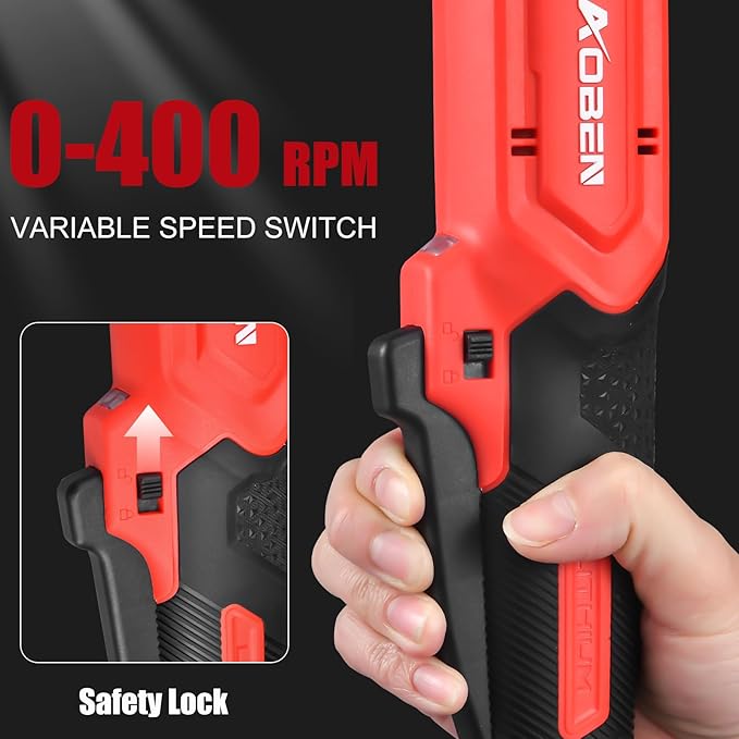 AOBEN 20V 3/8" Cordless Ratchet Wrench Kit, 60 Ft-lbs Brushless Electric Power Ratchet with Variable Speed, 2X2000mAh Lithium-Ion Battery, Charger, 8 Deep Sockets, 1/4" Adaptors, 6" Extension Bar