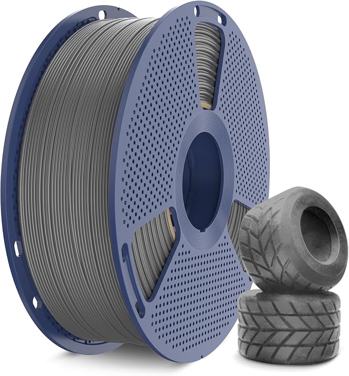 SUNLU TPU 3D Printer Filament 1.75mm, High Speed 95A TPU Filament, Flexible 3D Filament for Fast Printing, Dimensional Accuracy +/- 0.03mm, (1kg Grey, 95a TPU)