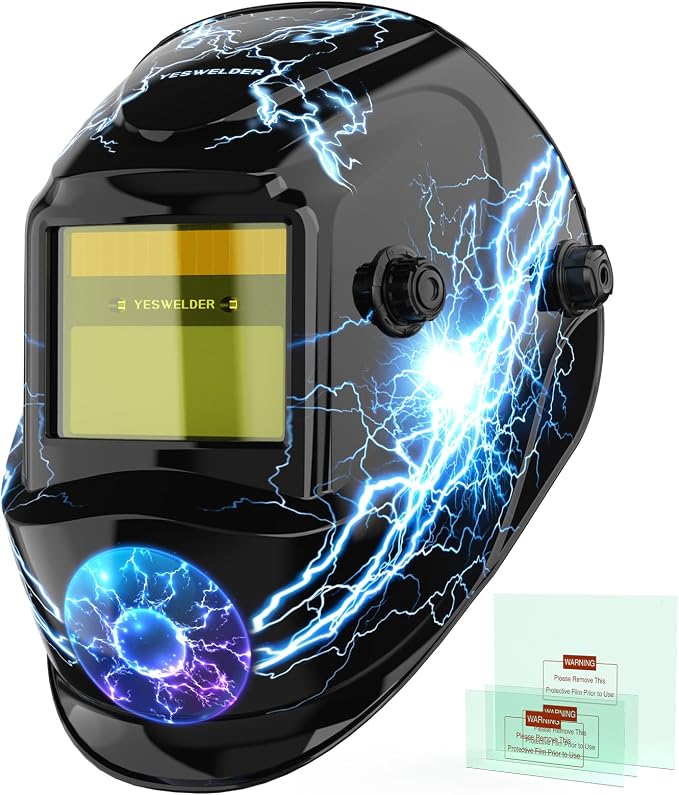 YESWELDER Stick Welder 125Amp Large LED Display Digital 110V ARC Welder & True Color Solar Powered Auto Darkening Welding Helmet